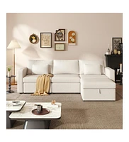 Simplie Fun Oversized Sectional Sofa with Storage Ottomans