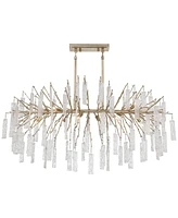 Possini Euro Design Madeleine Brass Gold Island Linear Rain Pendant Chandelier 56 1/2" Wide Modern Textured Cylinder Shades 10-Light Fixture for Dinin