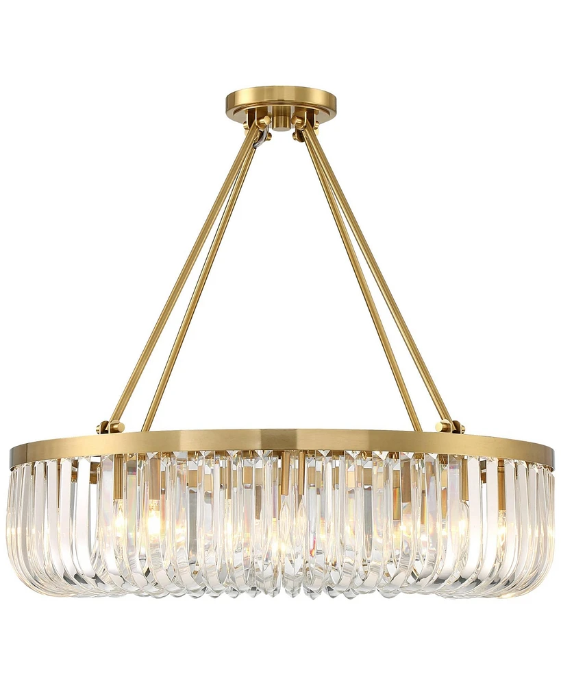 Possini Euro Design Jenna Modern Glam Ceiling Light Semi Flush-Mount Fixture 28" Soft Gold Metal 8