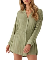O'Neill Juniors' Spread-Collar Long-Sleeve Tunic Cover-Up