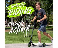 Madd Gear Urban Rush Kick Folding Scooter for Kids and Teens, Ages 5+ Max 220 lbs, Adjustable Height, 150mm Wheels - Black