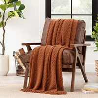 Chanasya Premium Rust Brown Throw Blanket With Tassels