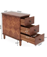 Tribesigns Solid Wood End Table, Fully Assembled Narrow Side Table with Drawers, Pre-Assembled Nightstand Slim Bedside Table for Small Spaces