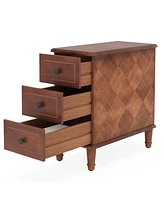 Tribesigns Solid Wood End Table, Fully Assembled Narrow Side Table with Drawers