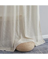 Hlc.me Emily Faux Linen Semi Sheer Transparent Rod Pocket Back Tab Lightweight Window Curtains Wide Panels