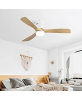 Sofucor 52" Low Profile Ceiling Fan, Flush Mount, Lights & Remote, Dc Motor, 3 Reversible Wood Blades, 6-Speed