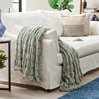 Chanasya Premium Ruched Faux Fur Throw Blanket - Luxurious, Soft Reversible Mink 50" x 65” Marble