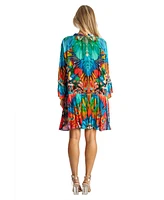 La Moda Clothing Women's Printed Pleated Short Dress