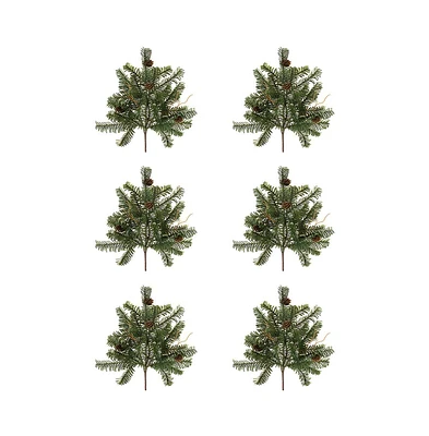 Set of 6 Realistic Artificial Pine Stems for Holiday Decorations
