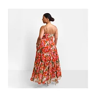 Rebdolls Women's Renata Floral Tiered Maxi Skater Dress