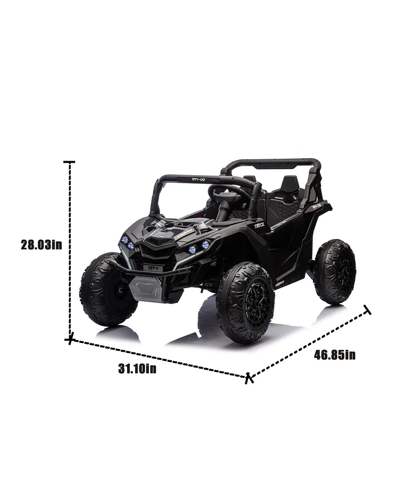 Streamdale Furniture 24V Kids Utv w/Remote, 4-Wheel Suspension, Anti-Collision Bar, Storage, Music, Bluetooth