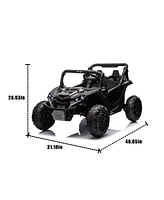 Simplie Fun 24V Kids Utv w/Remote, 4-Wheel Suspension, Anti-Collision Bar, Storage, Music, Bluetooth