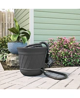 Suncast 14 x 12" Resin Decorative Hideaway Outdoor Garden Hose Storage Pot, Gray