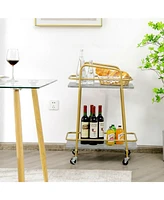 Sugift 2-tier Kitchen Rolling Cart with Steel Frame and Lockable Casters