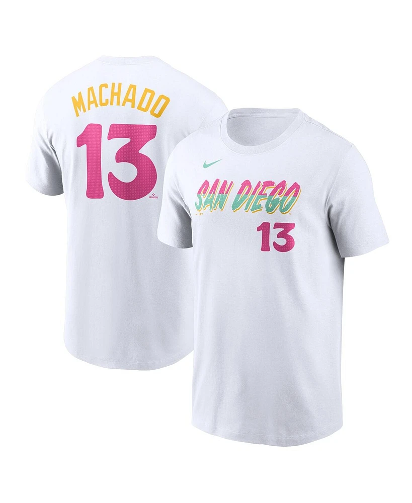 Nike Men's Manny Machado White San Diego Padres City Connect Fuse Name Number T-Shirt