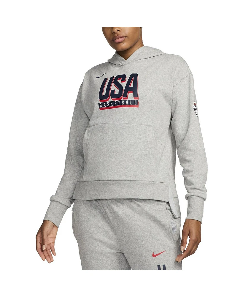 Nike Women's Gray Usa Basketball Authentic Practice Club Pullover Hoodie