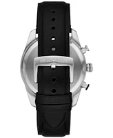 Emporio Armani Men's Chronograph Black Perforated Leather Strap Watch 42mm