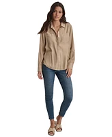 Dkny Jeans Women's Roll-Tab-Sleeve Button-Front Shirt