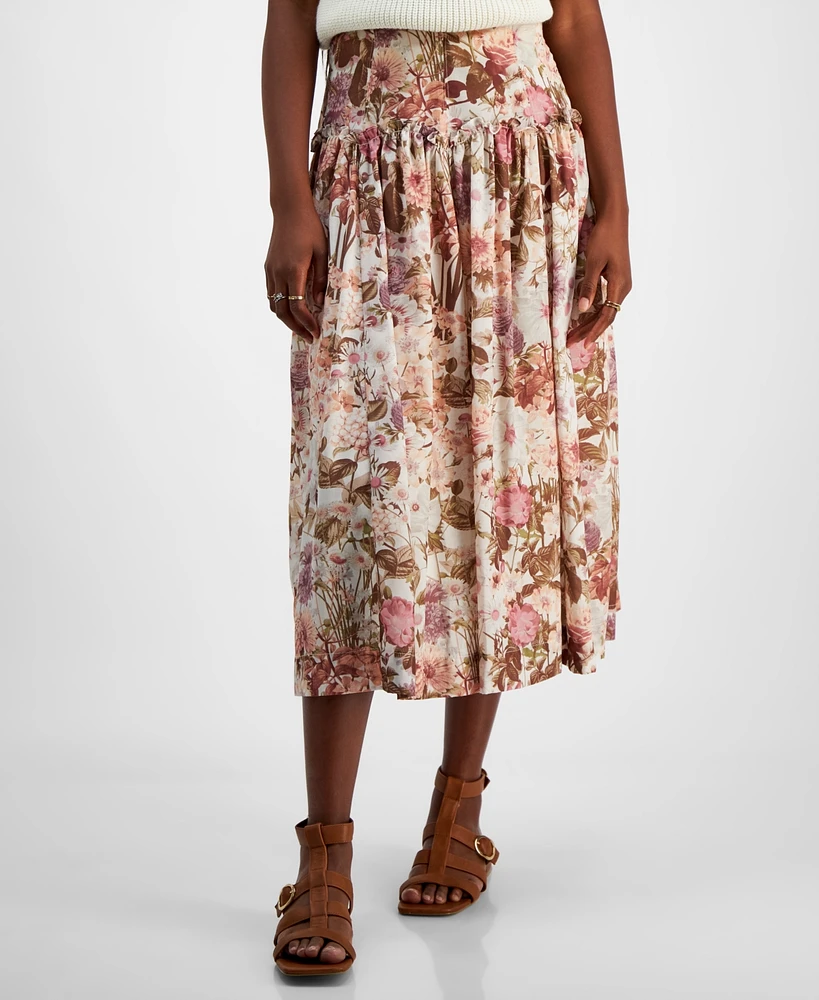 En Saison Women's Amoret Printed Side-Zip Midi Skirt