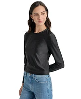 Dkny Jeans Women's Studded Crewneck Long-Sleeve Top