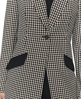 Karl Lagerfeld Paris Women's Checkered One-Button Blazer