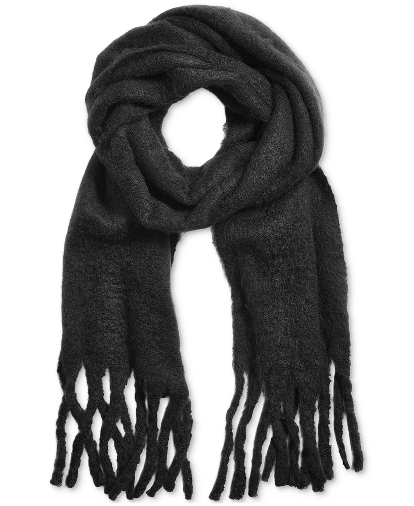 Dkny Women's Fluffy Solid Fringe-Trim Blanket Scarf