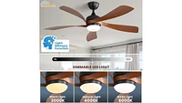 Sofucor 52 Ceiling Fans with Light Yellow with 5 Curve Blades