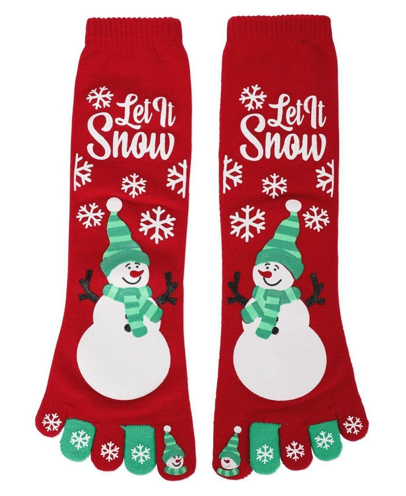 Festive Let It Snow Non-Skid Toe Socks