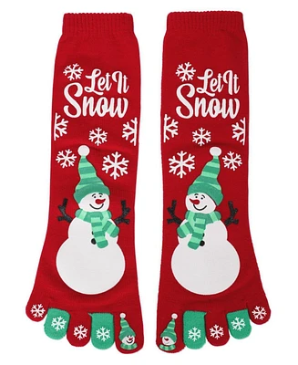 Festive Let It Snow Non-Skid Toe Socks