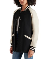 Steve Madden Women's Skylie Faux-Leather Varsity Jacket