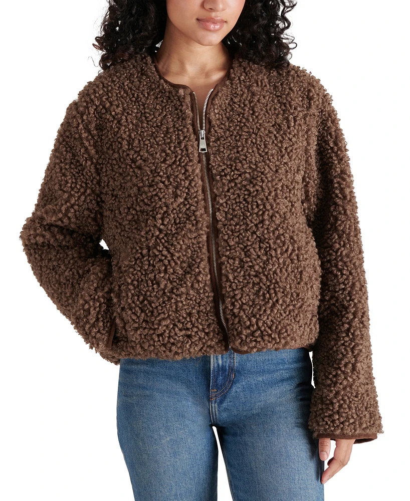 Steve Madden Women's Teddy Fleece Crewneck Jacket