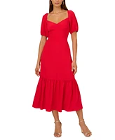 Adrianna by Adrianna Papell Women's Puffed-Sleeve Ruffled-Hem Dress