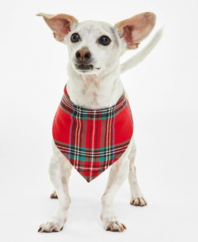 Family Pajamas Brinkley Plaid Cotton Christmas Pet Bandana, Created for Macy's