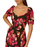 Adrianna by Papell Women's Floral-Print Puffed-Sleeve Dress