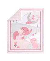 The Peanutshell Pink Elephant 8 Piece Baby Nursery Crib Bedding Set, Quilt, Crib Sheets, Crib Skirt, and Mobile