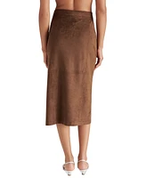 Steve Madden Women's Riya Faux-Suede Button-Front Midi Skirt