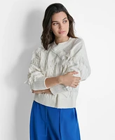 Dkny Women's Fringed Mixed-Stitch Sweater