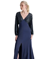 Dkny Women's Sequin Embellished Blouson-Sleeve Gown