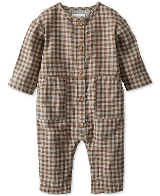 Little Planet by Carter's Baby Organic Cotton Gauze Gingham Button-Front Jumpsuit