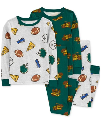 Carter's Little & Big Boys Sports 100% Snug Fit Cotton Pajamas, 4 Piece Set