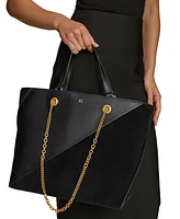 Donna Karan Setauket Leather & Suede Tote with Chain Strap