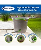 Suncast 300 Foot Heavy Duty 5 Gallon Decorative Expandable Garden Hose Pot, Gray