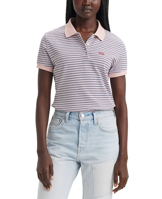 Levi's Women's Crown-Logo Shirt-Sleeve Polo Shirt