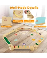 Slickblue Montessori Balance Beam Set Wooden Balance Boards with Stepping Stones