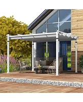 Slickblue Outdoor Pergola with Retractable Canopy and Aluminum Frame