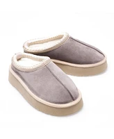 Furniq Uk Women's Mini Sheepskin Slippers, Grey Suede