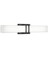 Exeter Modern Wall Lights Set of 2 Black Metal Hardwired 4.5" Led Fixture White Rectangular Glass Shade for Bedroom Bathroom Vanity Living Room Home H
