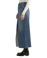 Silver Jeans Co. Women's Front-Slit Maxi Jean Skirt