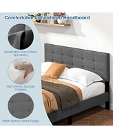 Sugift Queen Upholstered Platform Bed with Button Tufted Headboard