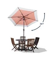 Jonathan Y 9ft 2-Tone Solar Led Patio Umbrella, 12 LEDs, Auto-Tilt, Crank, Uv Protection